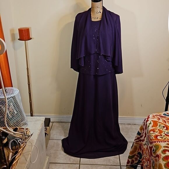 Giosi di Paola purple maxi dress gown with jacket size 8 - Picture 1 of 10